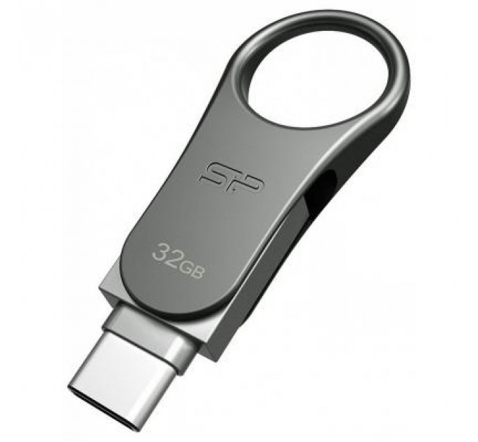 USB флеш накопичувач Silicon Power 32GB Mobile C80 Silver USB 3.2 (SP032GBUC3C80V1S)