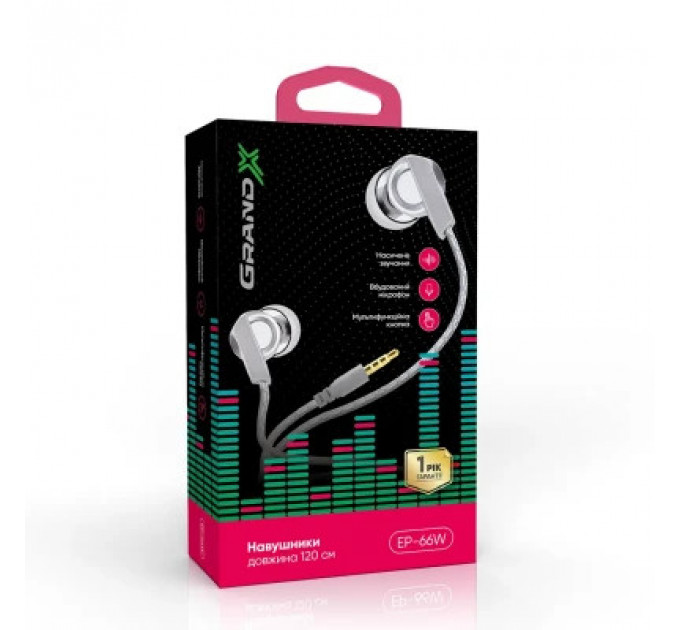 Навушники Grand-X EP-66W White (EP-66W)