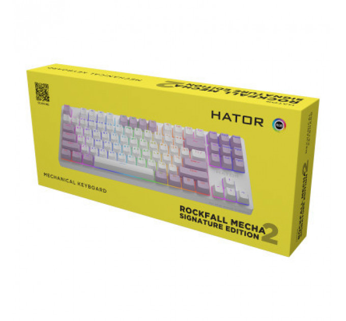 Клавіатура Hator Rockfall 2 Mecha Signature Edition USB White/White/Lilac (HTK-521-WWL)