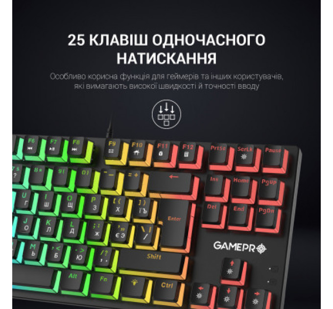 Клавіатура GamePro MK80R Red Switch RGB USB Black (MK80R)