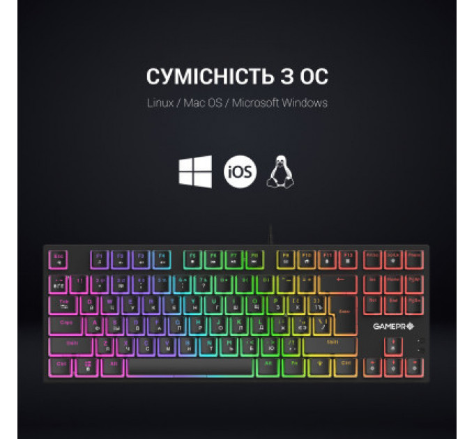 Клавіатура GamePro MK80R Red Switch RGB USB Black (MK80R)