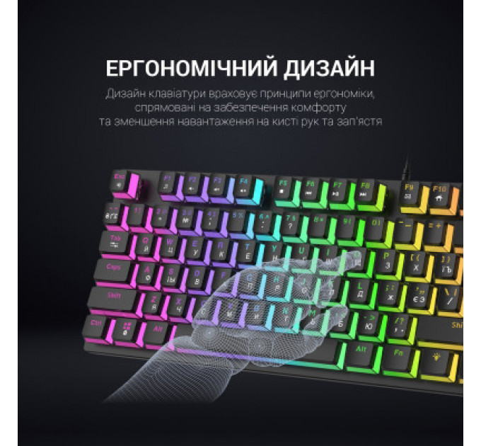 Клавіатура GamePro MK80R Red Switch RGB USB Black (MK80R)