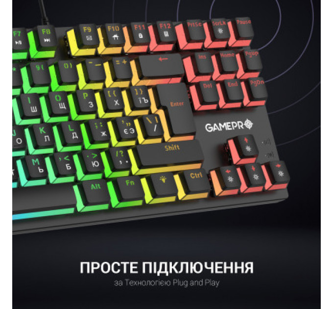 Клавіатура GamePro MK80R Red Switch RGB USB Black (MK80R)