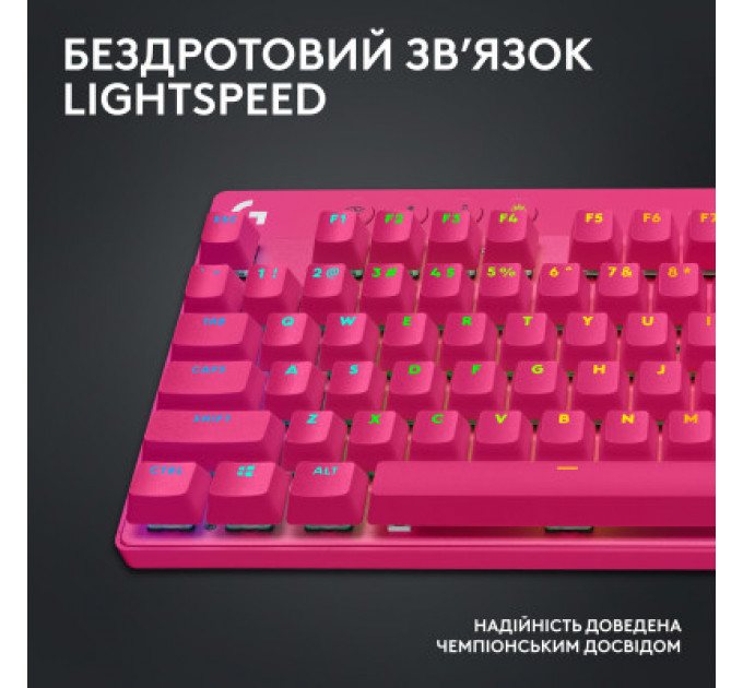 Клавіатура Logitech G PRO X TKL Lightspeed Tactile USB UA Magenta (920-012159)