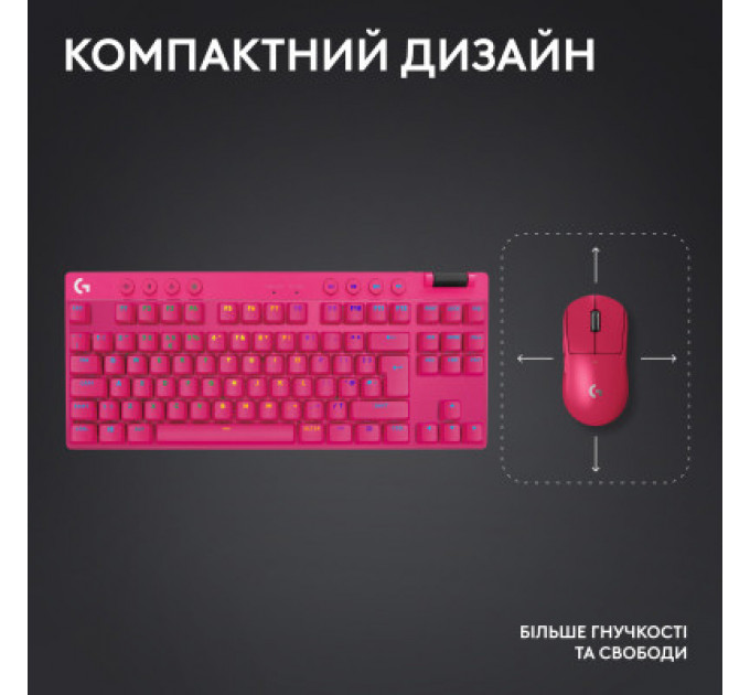 Клавіатура Logitech G PRO X TKL Lightspeed Tactile USB UA Magenta (920-012159)