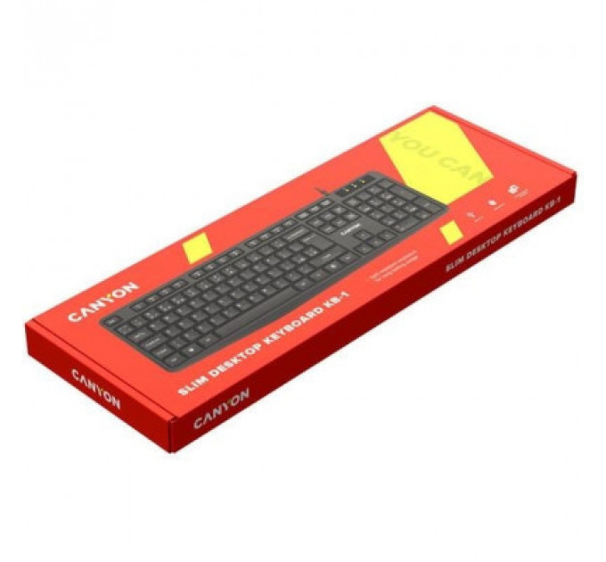 Клавіатура Canyon KB-1 Water resistant USB UA Black (CNE-CKEY01)