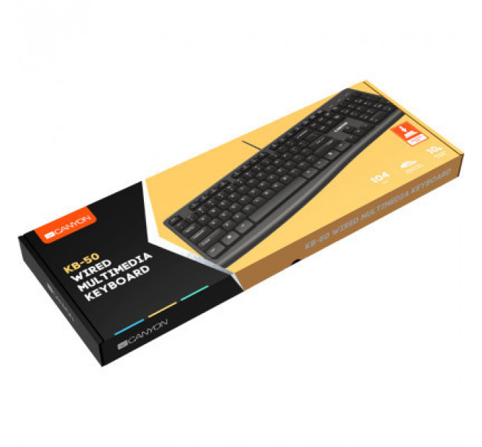 Клавіатура Canyon KB-50 Slim USB UA Black (CNE-CKEY5)