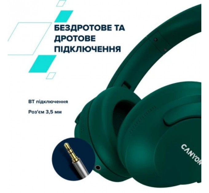 Навушники Canyon OnRiff 10 ANC Bluetooth Green (CNS-CBTHS10GN)