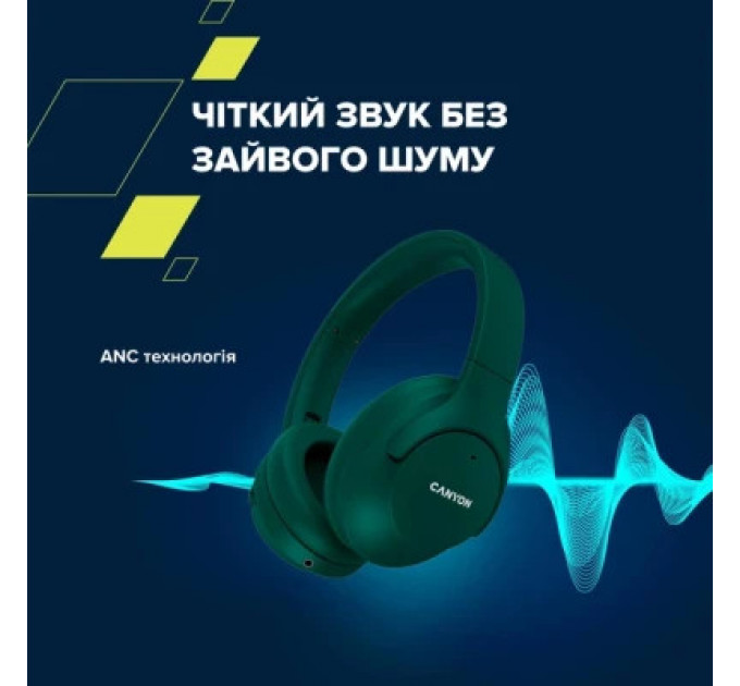 Навушники Canyon OnRiff 10 ANC Bluetooth Green (CNS-CBTHS10GN)