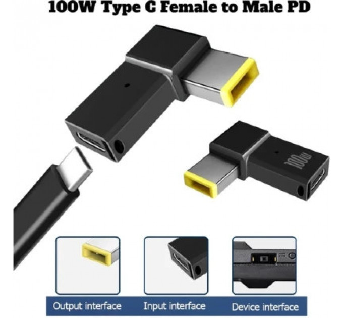 Перехідник PD 100W USB-C F to DC Male Jack square mouth Lenovo Thinkpad ST-Lab (PD100W-Lenovo)
