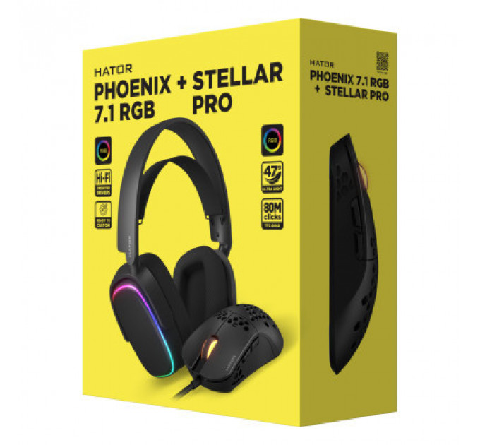 Навушники Hator Phoenix 7.1 RGB + Stellar Pro Black (НТR-001)