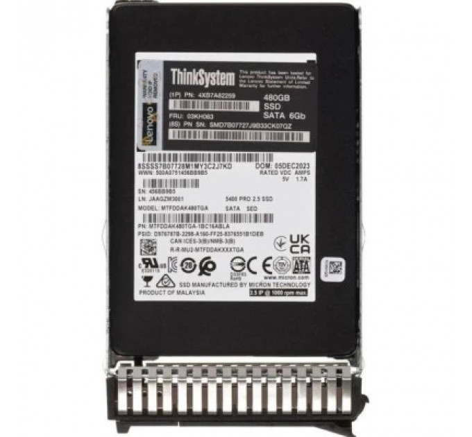 Накопичувач SSD для сервера Lenovo 5400P 480GB 2.5" SATAIII (4XB7A82259)