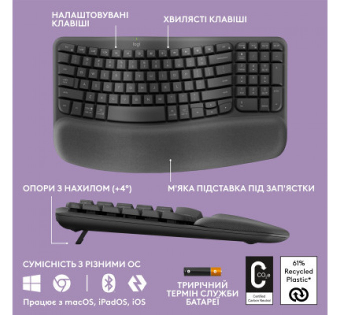 Клавіатура Logitech Wave Keys Bluetooth/Wireless Black (920-012304)
