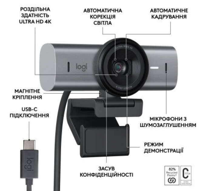 Веб-камера Logitech MX Brio 4K Graphite (960-001559)
