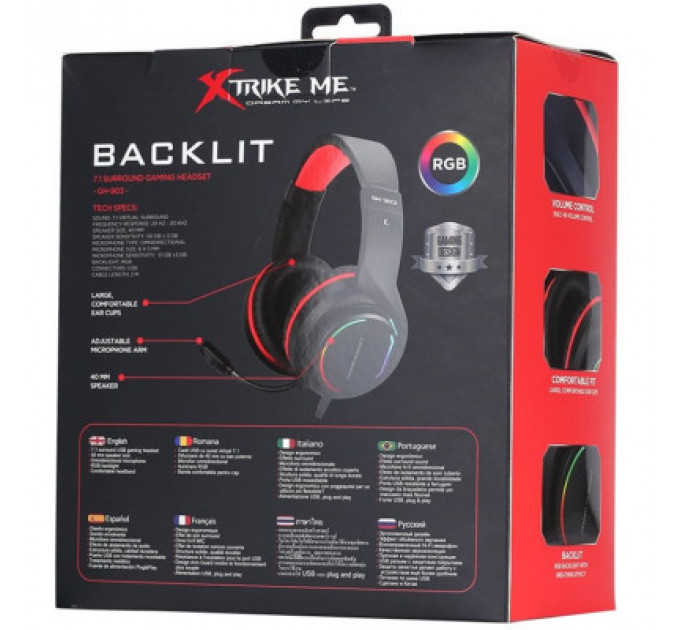 Навушники Xtrike ME GH-903 RGB-LED Black (GH-903)