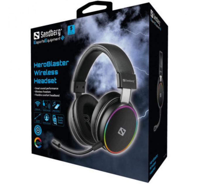 Навушники Sandberg HeroBlaster Bluetooth Led Headset Black (126-42)