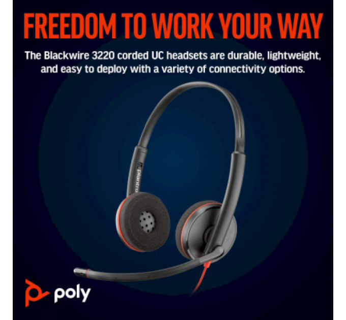 Навушники Poly Blackwire 3220 USB-A/C (8X228AA)
