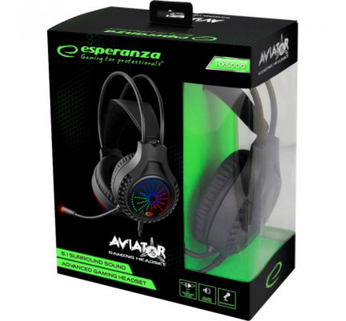 Навушники Esperanza Aviator RGB 5.1 Black (EGH5000)