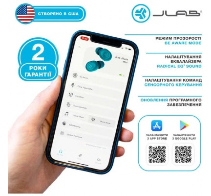 Навушники Jlab JBuds Mini Aqua Teal (IEUEBJBMINIRAQUA124)
