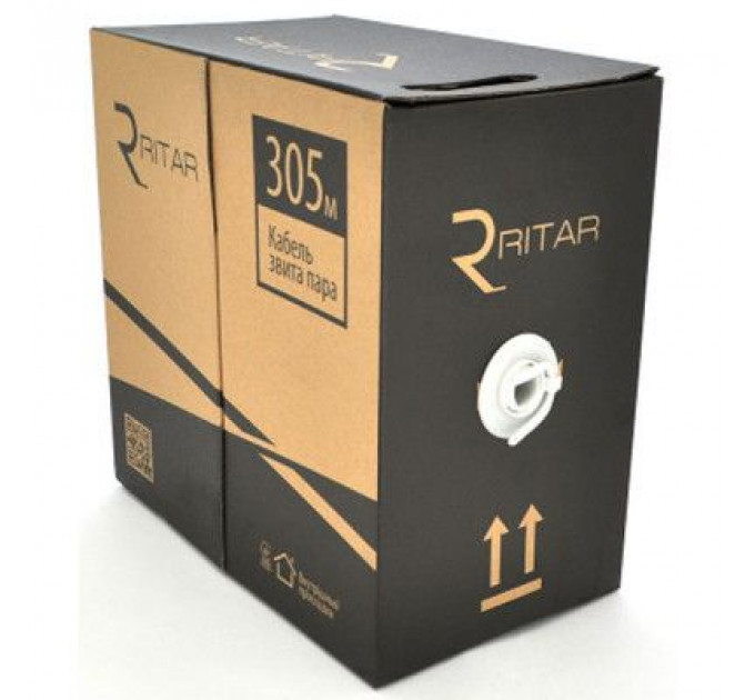Кабель мережевий Ritar UTP 305м, cat 6, CU, КНП 4*2*0,56мм, Black, outdoor (06712)