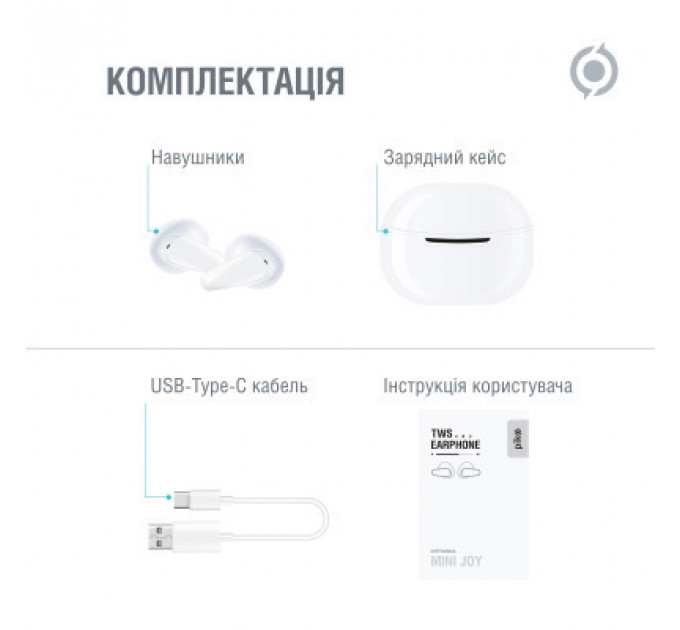Навушники Piko TWS-MiniJoy White (1283126583421)
