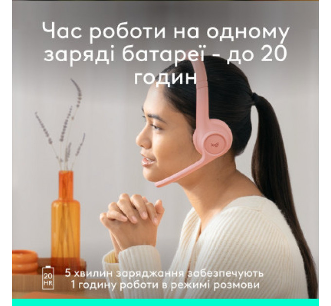 Навушники Logitech Zone 300 Bluetooth Rose (981-001412)