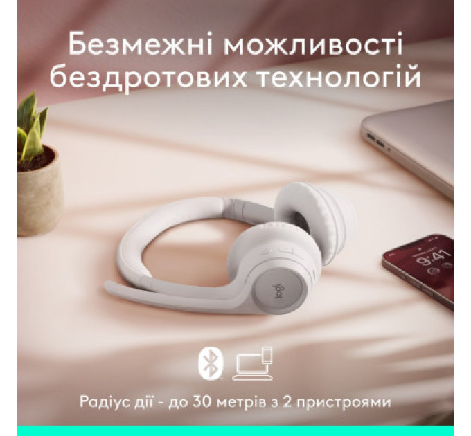Навушники Logitech Zone 300 Bluetooth Off-White (981-001417)