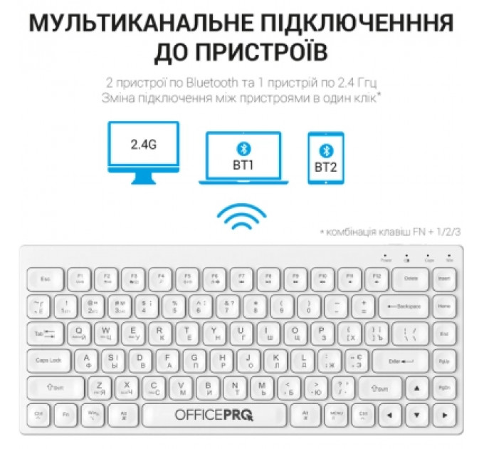 Клавіатура OfficePro SK955W Wireless/Bluetooth White (SK955W)