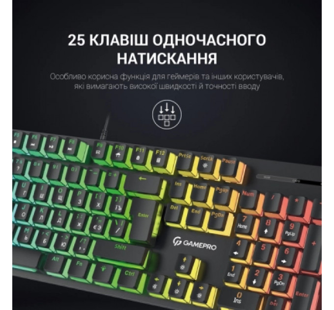 Клавіатура GamePro MK85B Blue Switch RGB USB Black (MK85B)
