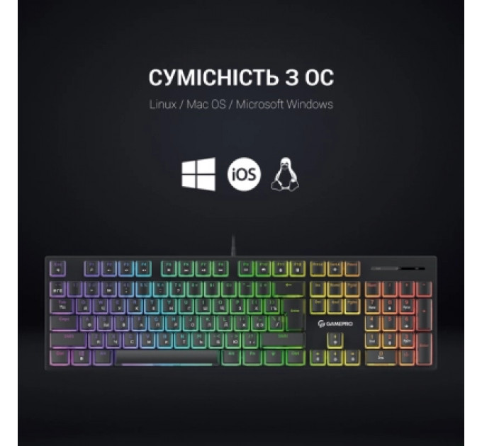 Клавіатура GamePro MK85B Blue Switch RGB USB Black (MK85B)