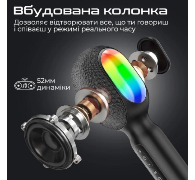 Мікрофон Promate VocalMic Bluetooth 2 x AUX LED Black (vocalmic.black)