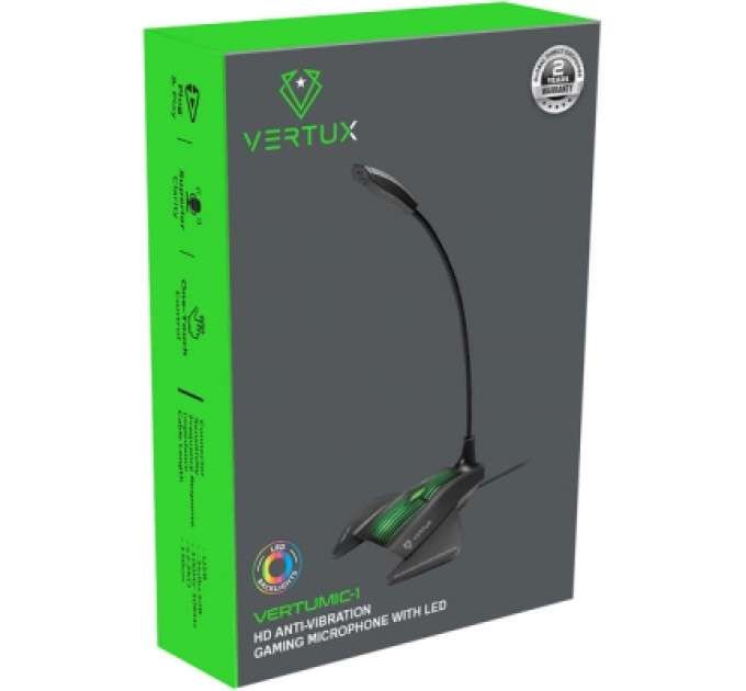 Мікрофон Vertux VertuMic-1 LED USB Black (vertumic-1.black)