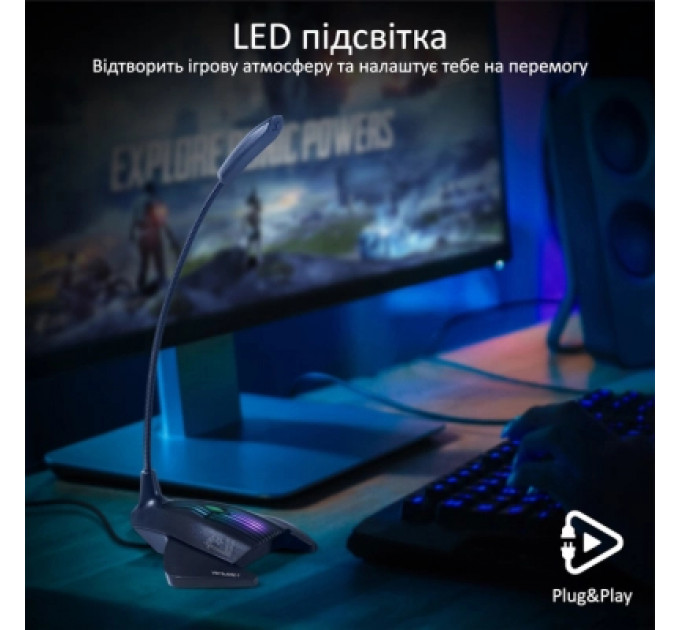Мікрофон Vertux VertuMic-1 LED USB Black (vertumic-1.black)