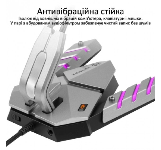 Мікрофон Vertux Streamer-3 LED USB Grey (streamer-3.grey)