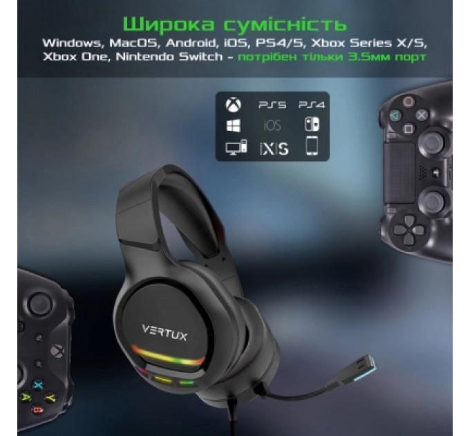 Навушники Vertux Tokyo 7.1 Mini Jack 3.5мм Black (tokyo.black)