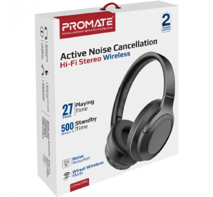 Навушники Promate Concord ANC Black (concord.black)