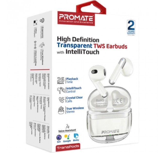 Навушники Promate TransPods White (transpods.white)