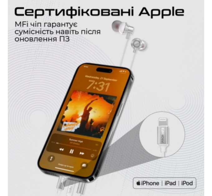 Навушники Promate Vibe-LT White (vibe-lt.white)