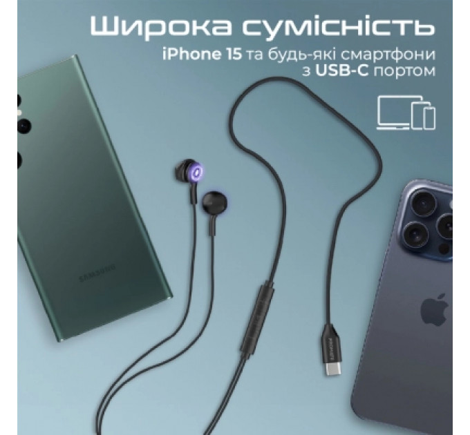 Навушники Promate LumiBuds-C Black (lumibuds-c.black)