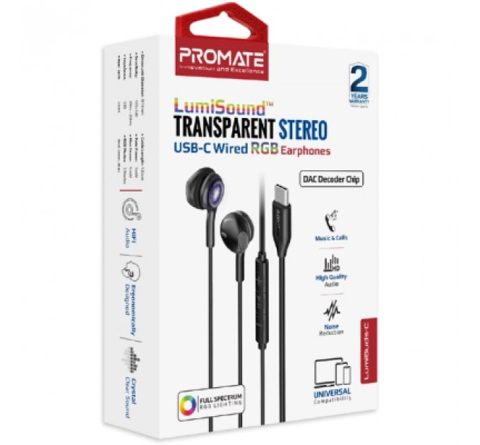 Навушники Promate LumiBuds-C Black (lumibuds-c.black)
