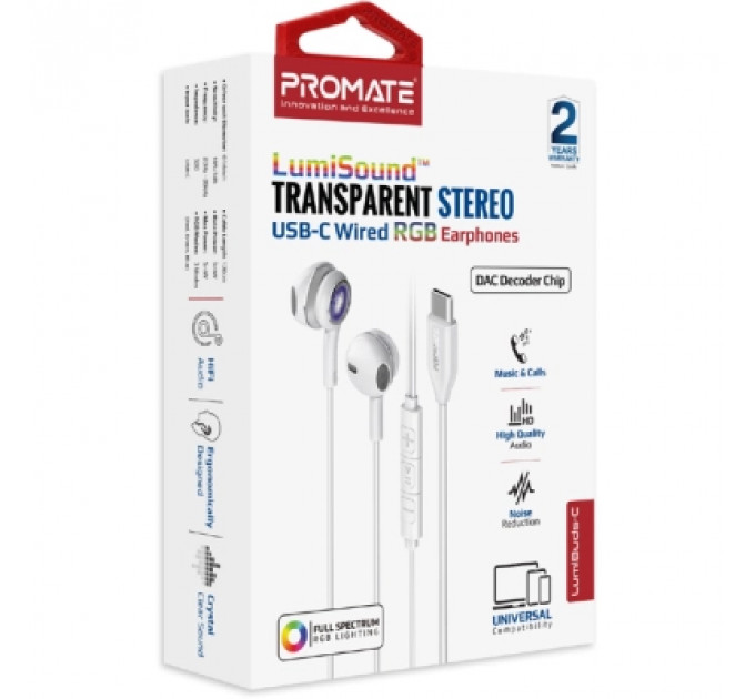 Навушники Promate LumiBuds-C Silver (lumibuds-c.silver)