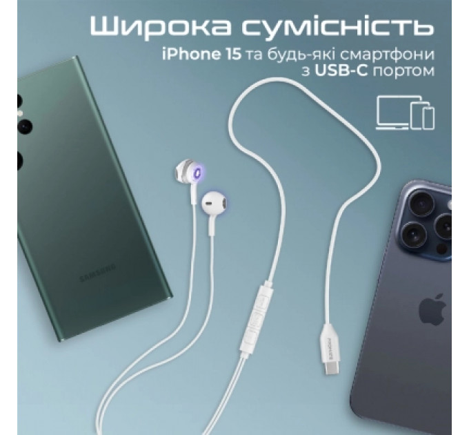 Навушники Promate LumiBuds-C Silver (lumibuds-c.silver)