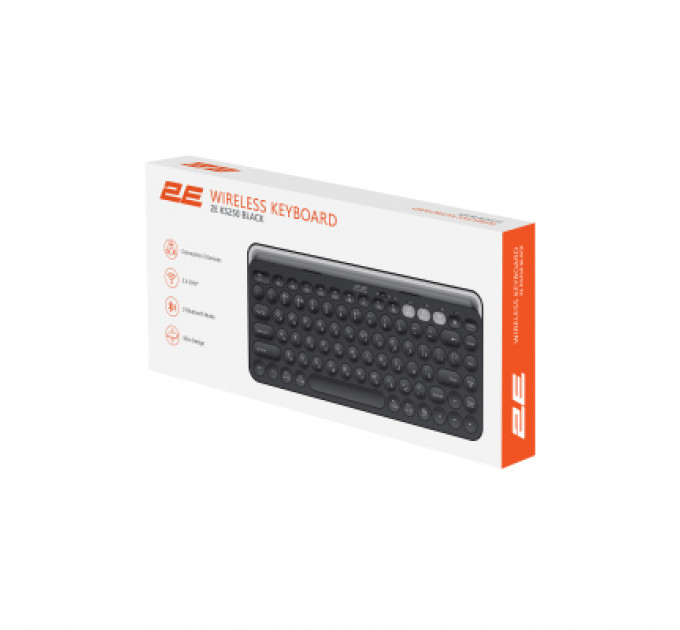 Клавіатура 2E KS250 Wireless USB/Bluetooth UA Black (2E-KS250WBK_UA)