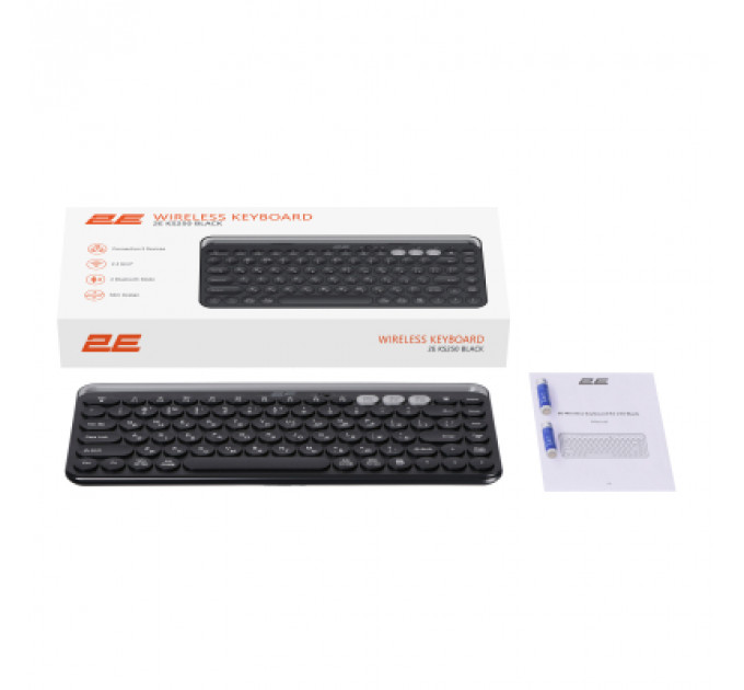 Клавіатура 2E KS250 Wireless USB/Bluetooth UA Black (2E-KS250WBK_UA)