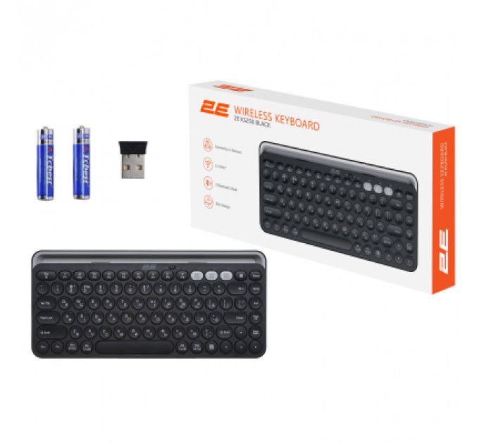 Клавіатура 2E KS250 Wireless USB/Bluetooth UA Black (2E-KS250WBK_UA)