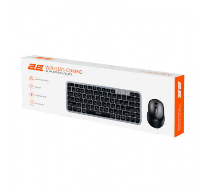Комплект 2E MK430 Wireless/Bluetooth UA Black/Grey (2E-MK430WBGR_UA)