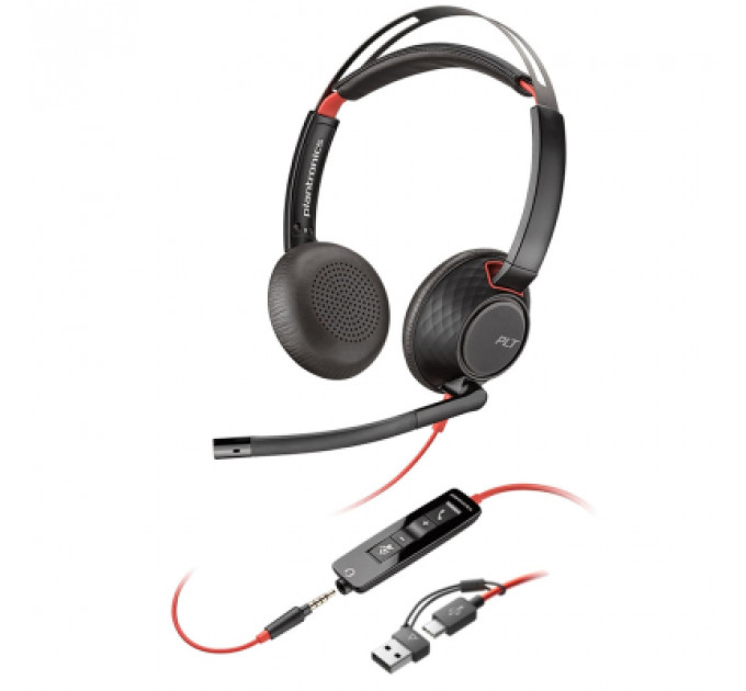 Навушники Poly Blackwire 5220 USB-A/USB-C 3.5 мм Black (8X231AA)