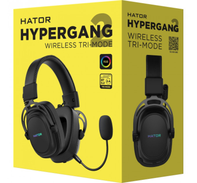 Навушники Hator Hypergang 2 Wireless Tri-Mode Black (HTA-950)