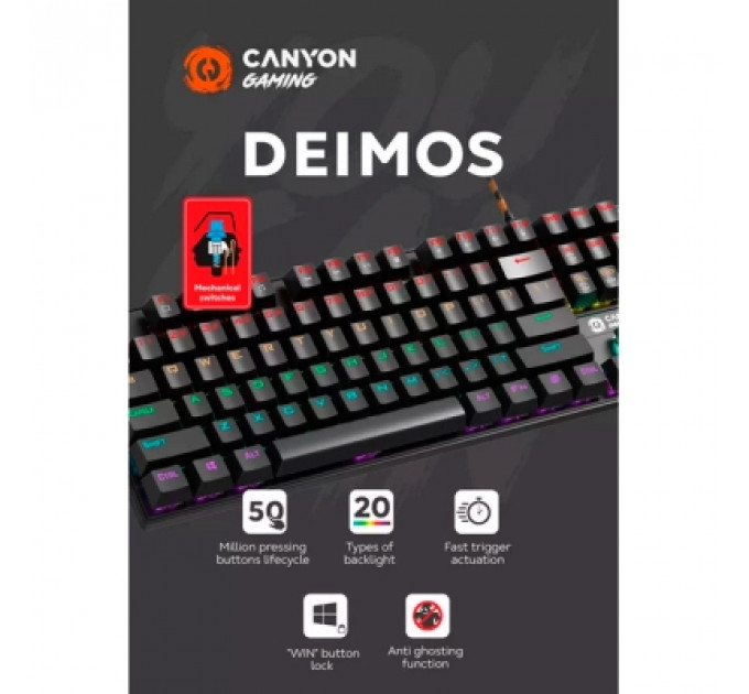 Клавіатура Canyon Deimos GK-4 Rainbow LED USB UA Black (CND-SKB4-US)