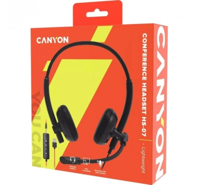 Навушники Canyon HS-07 PC Mic 3.5/USB 2.8 м Black (CNS-HS07B)